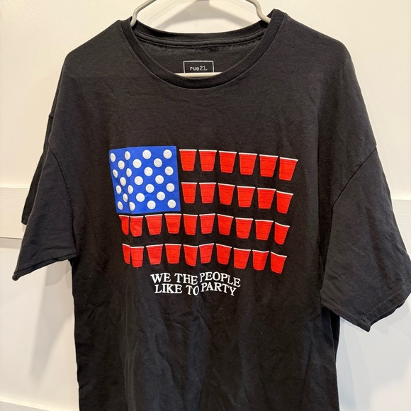 Rue21 Black Tee with Red and Blue Graphic Tshirt - Picture 2 of 6